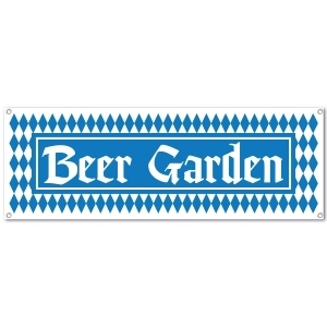 Club Pack of 12 Blue and White German Oktoberfest Beer Garden Sign Banner Party Decorations 5' - All