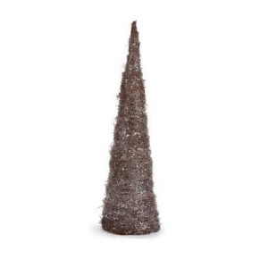 24.25 Brown and Silver Glitter Ice Vine Cone Christmas Tree Table Top Decoration - All
