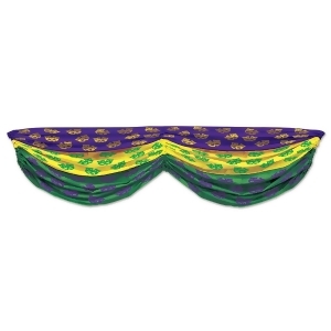 Pack of 6 Green Yellow and Purple Comedy Tragedy Masks Fabric Bunting Hanging Decorations 70 - All