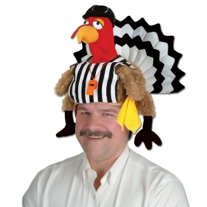 Pack of 4 Cute Multi-Colored Plush Football Referee Turkey Party Hats - All