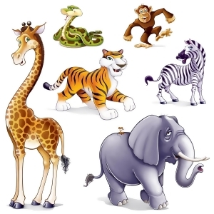 Club Pack of 72 Safari Insta-Theme Jubilant Jungle Animal Party Photo Props 63 - All