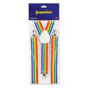 Club Pack of 12 Rainbow Colored Carnival Themed Adjustable Suspender Costume Accessories - All