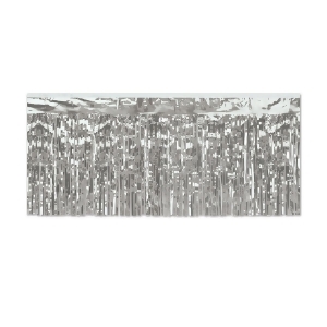 Pack of 6 Silver Hanging Metallic Fringe Drape Decorations 10' - All