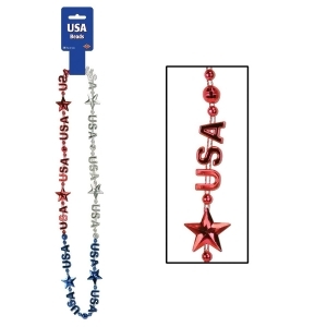 Pack of 12 Beaded Red White and Blue Necklaces with Patriotic Stars 36 - All