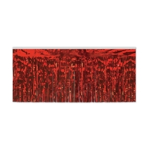 Pack of 6 Red 2-Ply Hanging Metallic Fringe Drape Decorations 10' - All