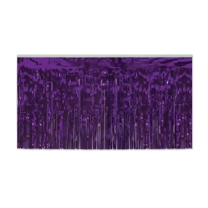 Pack of 6 Purple 2-Ply Hanging Metallic Table Skirt Decorations 14' - All