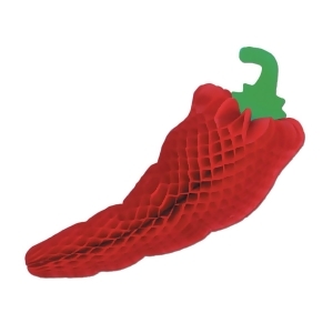 Club Pack of 12 Fiesta Themed Red Honeycomb Chili Pepper Tissue Hanging Decorations 17 - All