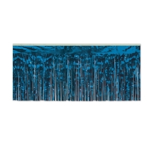 Pack of 6 Blue Hanging Metallic Fringe Drape Decorations 10' - All