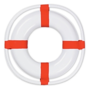 Club Pack of 24 White and Red Nautical Themed Plastic Life Preserver Party Decorations 23 - All