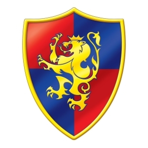 Club Pack of 24 Red Blue and Yellow Medieval Lion Crest Cutout Decorations 16.75 - All