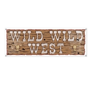 Club Pack of 12 Brown and White Wild Wild West Sign Banner Party Decorations 60 - All
