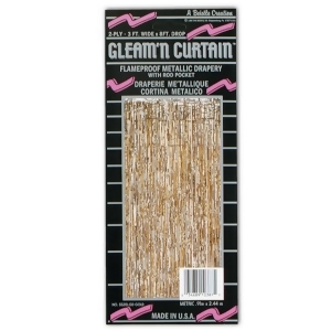 Pack of 6 Metallic Gold Fringe Hanging Gleam'n Curtain Party Decorations 8' - All