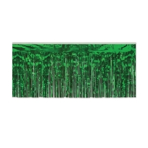 Pack of 6 Green Hanging Metallic Fringe Drape Decorations 10' - All