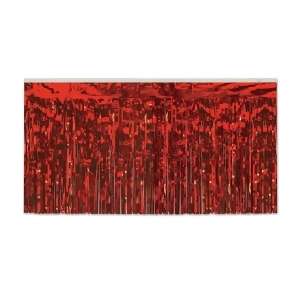 Pack of 6 Red 2-Ply Hanging Metallic Table Skirt Decorations 14' - All