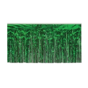 Pack of 6 Green 1-Ply Hanging Metallic Table Skirt Decorations 14' - All