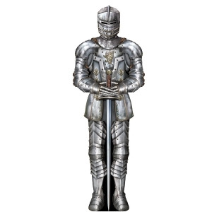 Club Pack of 24 Silver Medieval Themed Suit of Armor Cutout Decorations 3' - All