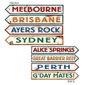 Club Pack of 48 Multi-Colored Australian Street Sign Cutout Decorations 23.75 - All
