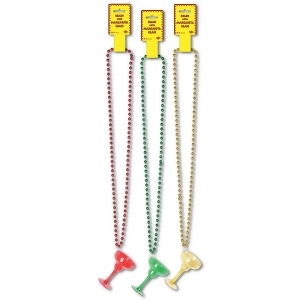 Pack of 12 Fiesta-Themed Beaded Necklace with Margarita Glass Medallion 36 - All