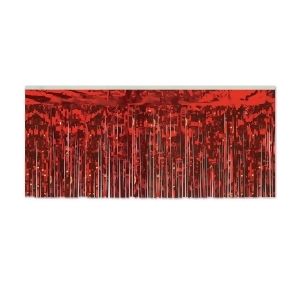 Pack of 6 Red Hanging Metallic Fringe Drape Decorations 10' - All