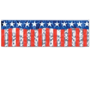 Club Pack of 12 Red Silver and Blue Stars Stripes Fringe Banner Hanging Party Decorations 4' - All