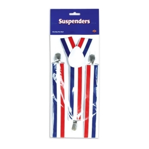 Club Pack of 12 Red White and Blue Patriotic Adjustable Suspender Costume Accessories - All