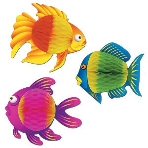 Club Pack of 12 Vibrant Color-Brite Tropical Fish Hanging Decorations 8 - All