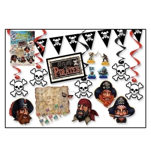 Pack of 96 Pirate Banners Signs and Centerpieces with Treasure Map Game Decoration Kit 12' - All