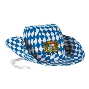 Pack of 6 Blue and White Diamond Pattern German Oktoberfest Outback Party Hats - All