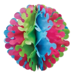 Club Pack of 12 Cerise Light Green and Tturquoise Tissue Flutter Ball Hanging Decorations 14 - All