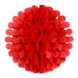 Club Pack of 12 Red Tissue Flutter Ball Hanging Decorations 9 - All