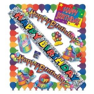 66-Piece Multi-Colored Happy Birthday Decorama Decoration Kits - All