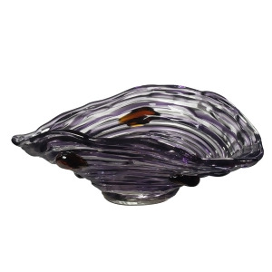 13.5 Purple Amethyst and Golden Amber Decorative Hand Blown Glass Bowl - All