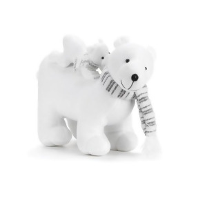 14.5 White Plush Polar Bear with Baby Bear on Back Christmas Table Top Decoration - All