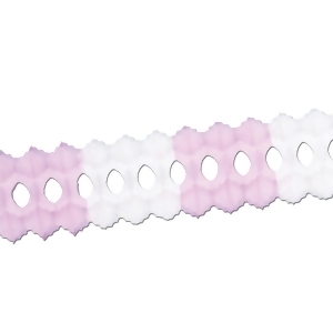 Club Pack of 12 Light Pink and White Tissue Garland Party Decoration 12' - All
