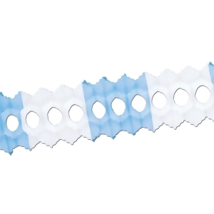 Club Pack of 12 Light Blue and White Tissue Garland Party Decoration 12' - All
