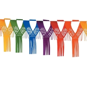 Club Pack of 12 Rainbow Colored Drop Fringe Tissue Streamer Garland Party Decorations 12' - All