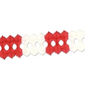 Club Pack of 12 Red and White Tissue Garland Party Decoration 12' - All