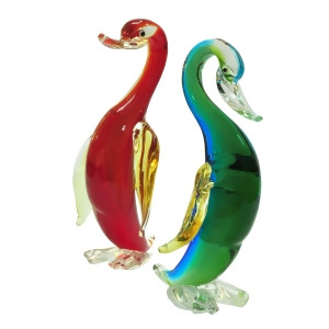 Set of 2 Green Blue and Red Wigeon Duck Decorative Hand Blown Glass Figurines 9 - All