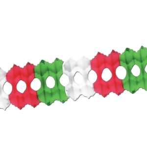 Club Pack of 12 Red White and Green Tissue Garland Party Decoration 12' - All