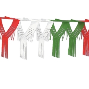 Club Pack of 12 Red White and Green Drop Fringe Streamer Garland Party Decorations 12' - All