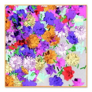 Pack of 6 Metallic Multi-Colored Flower Garden Celebration Confetti Bags 0.5 oz. - All