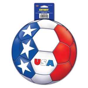 Club Pack of 12 Red White and Blue Soccer Themed Cutout Decorations 10 - All