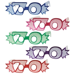Club Pack of 25 Multi-Colored Glittered Foil Eyeglasses - All