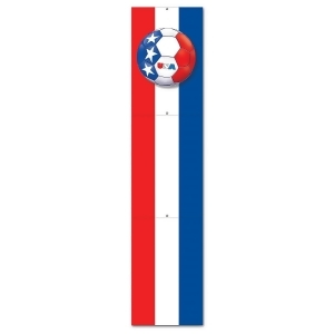 Club Pack of 12 Red White and Blue Soccer Themed Jointed Pull-Down Cutout Decorations 5' - All