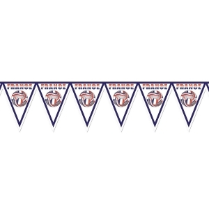 Pack of 6 Red White and Blue Soccer Themed Pennant Banner Party Decorations 7.4' - All