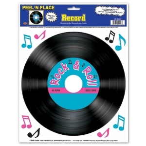 Club Pack of 108 Black Pink and Turquoise Rock and Roll Record Peel 'N Place Party Decorations 15 - All