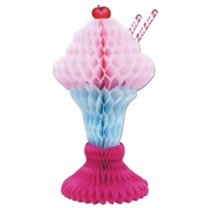 Club Pack of 12 Pink and Blue Tissue Ice Cream Sundae Decorations 14 - All