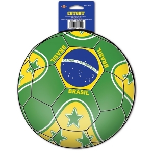 Club Pack of 12 Green and Yellow Soccer Themed Cutout Decorations 10 - All