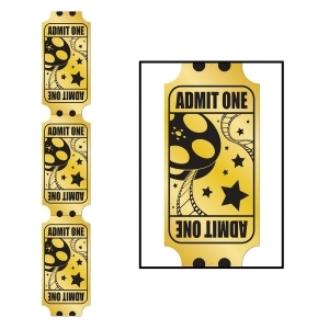 Club Pack of 12 Hollywood Themed Jointed Foil Golden Ticket Pull-Down Cutout Decorations 6' - All