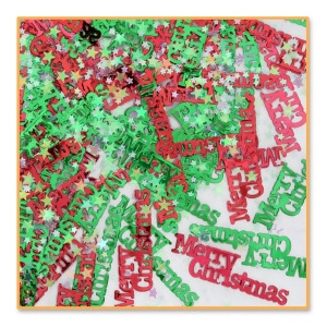 Pack of 6 Metallic Red and Green Merry Christmas Celebration Confetti Bags 0.5 oz. - All